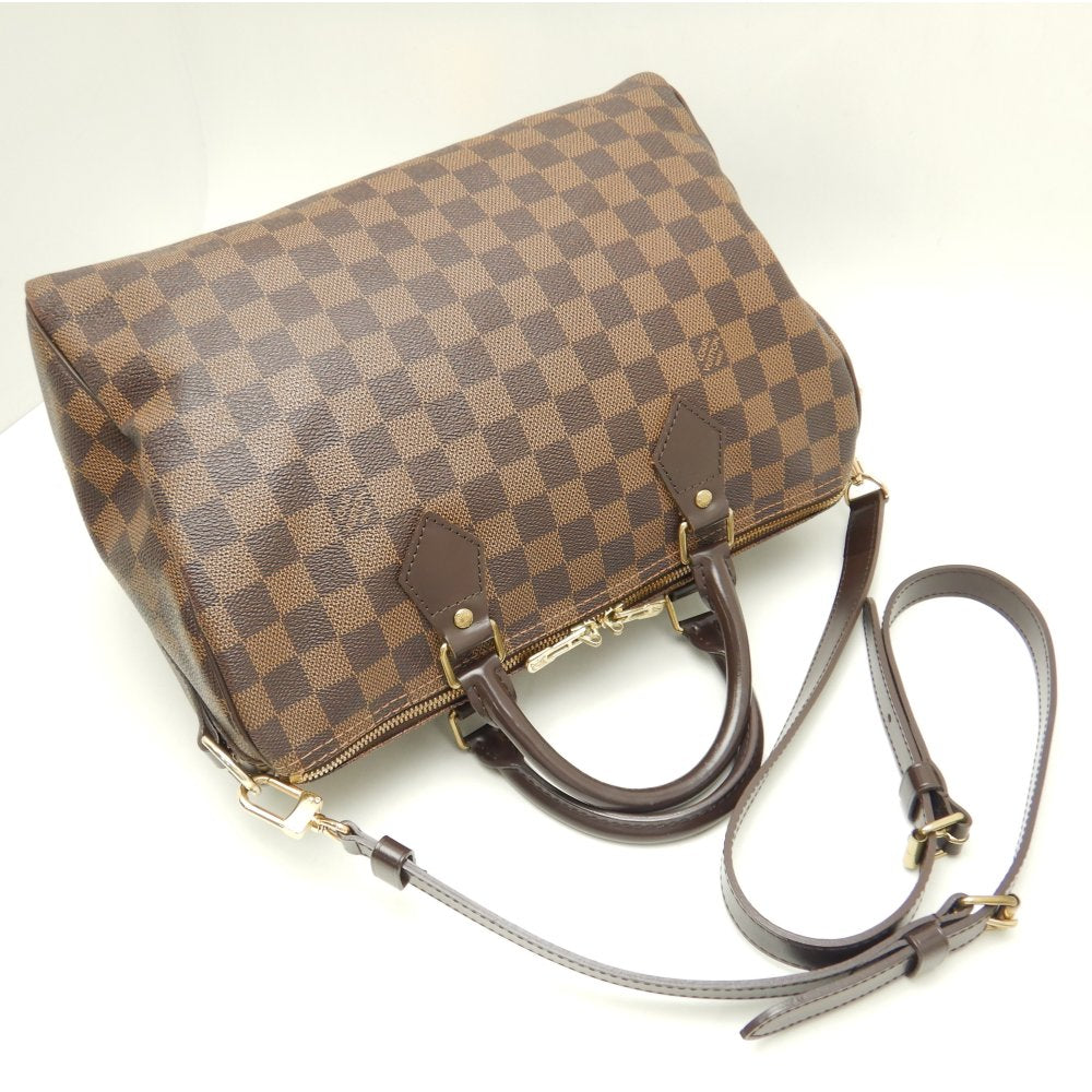 Louis Vuitton Damier Speedy Bandouliere 30 Ebene Boston Bag Brown