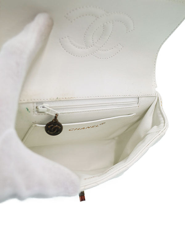Chanel Mini Matelasse Chain Shoulder Bag White