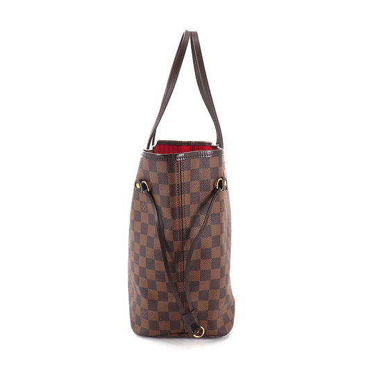 Louis Vuitton Damier Neverfull MM Tote Bag Ebene Cerise Brown Gold Hardware