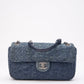 Chanel Blue Denim Camellia Embroidered CC Flap Bag