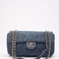 Chanel Blue Denim Camellia Embroidered CC Flap Bag