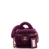Coconing Top Handle Vanity Case with Chain Quilted Shearling Small