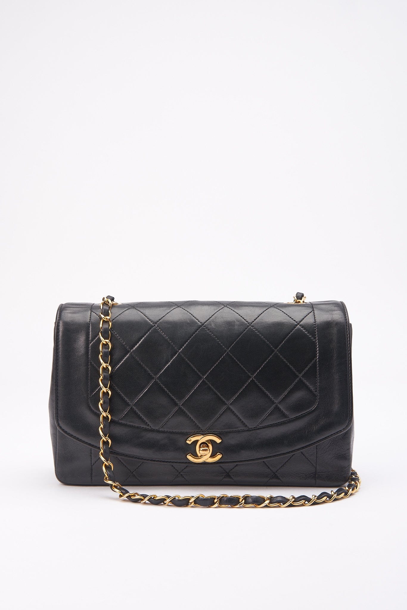 Chanel Diana Black Single Flap with 24k gold plated hardware