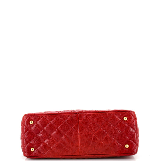 Two Tone Shopping Tote Quilted Caviar Large