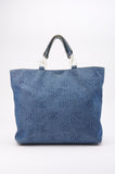 Chanel Blue Denim Tote Bag With CC Print