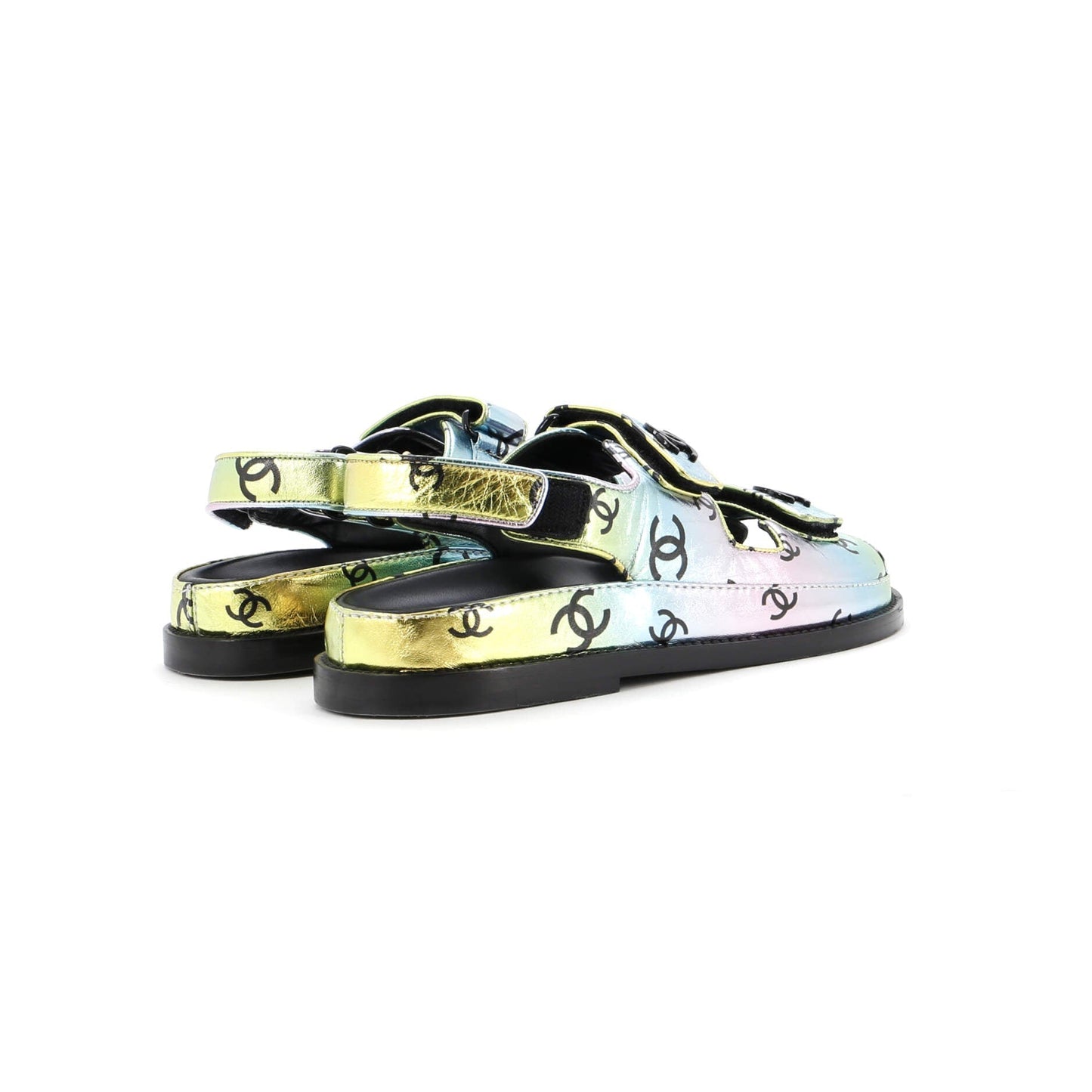 Women's Velcro Dad Sandals Printed Laminated Leather