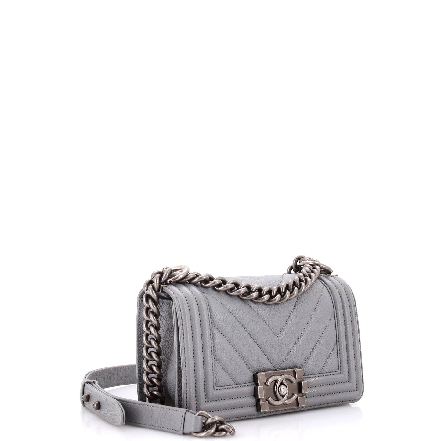 Boy Flap Bag Chevron Caviar Small