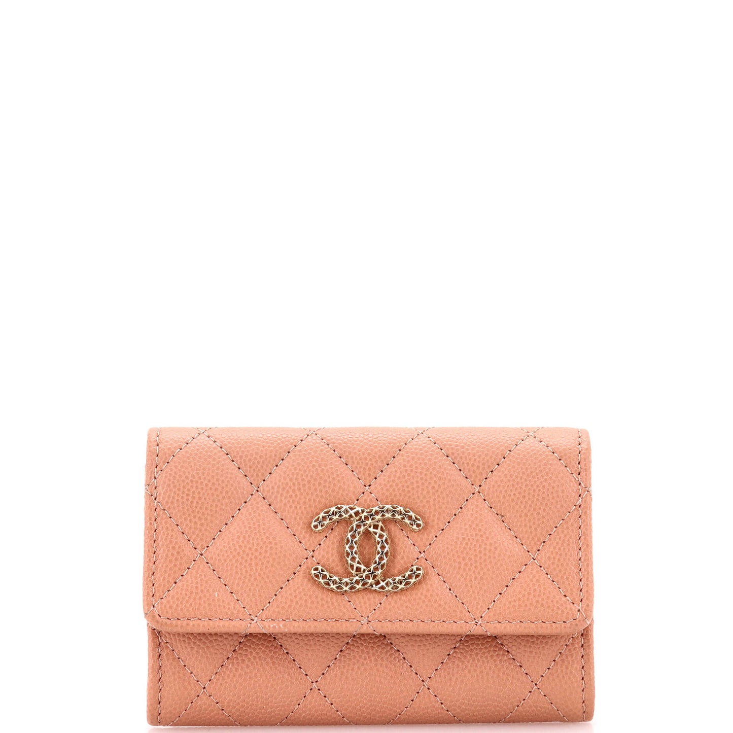 Textured CC Flap Card Case Quilted Caviar