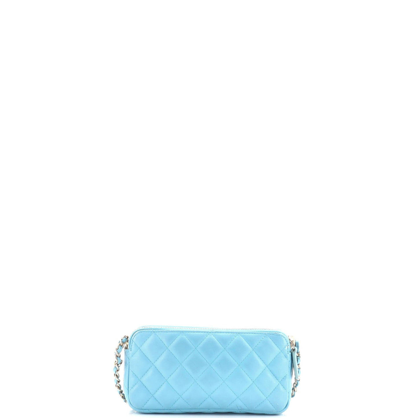 Double Zip Clutch with Chain Quilted Lambskin