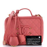 Filigree Vanity Case Quilted Caviar Medium