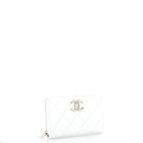 Textured CC Zip Coin Purse Quilted Caviar Medium