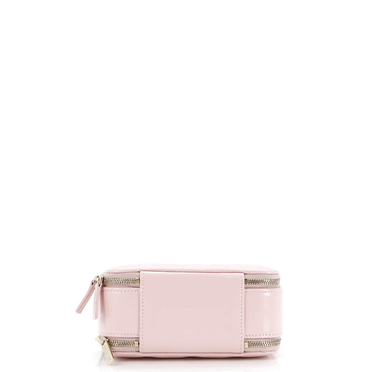 Double Zip CC Vanity Case Quilted Shiny Lambskin Mini
