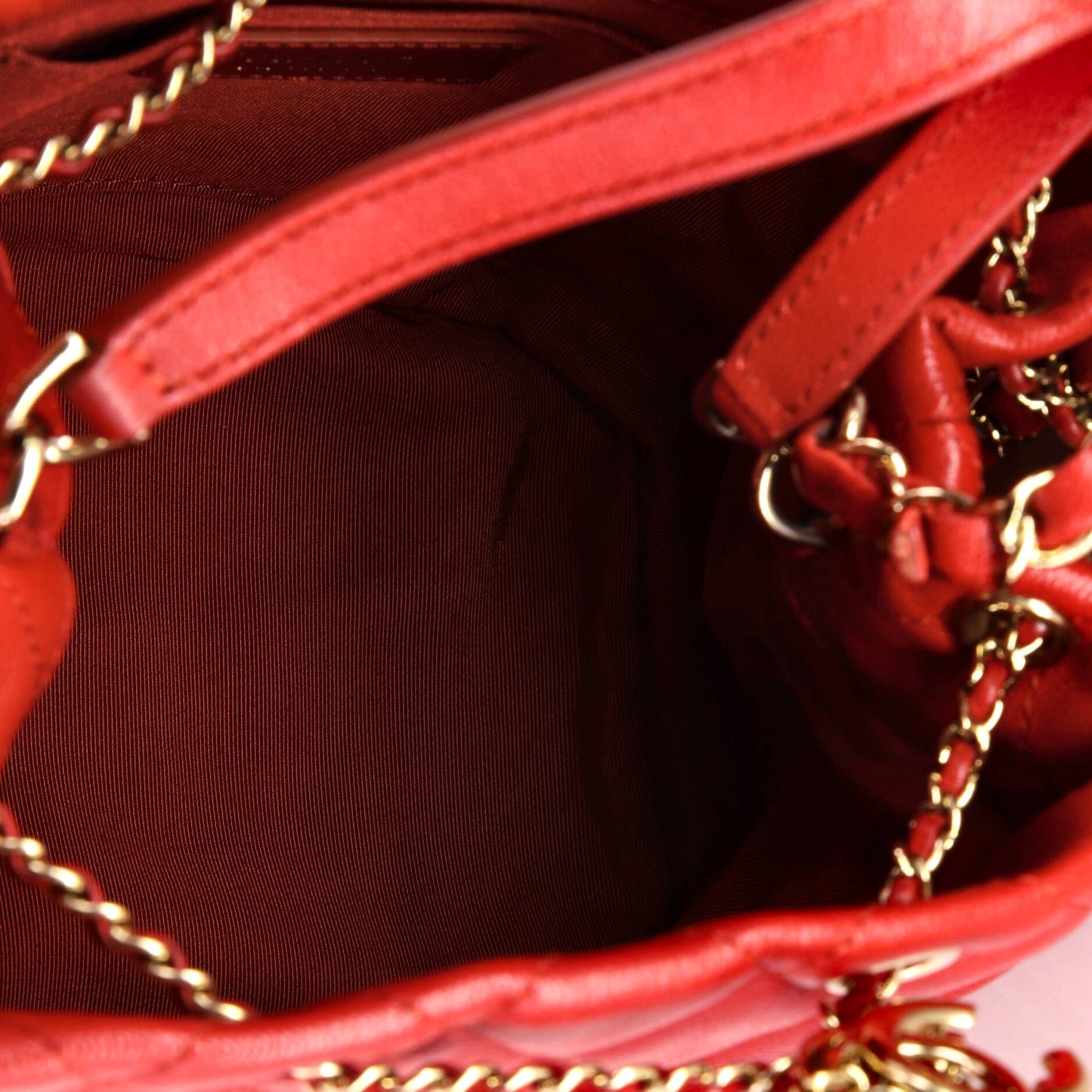 Rolled Up Drawstring Bucket Bag Quilted Caviar Small