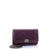 Boy Wallet on Chain Quilted Velvet