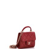 Square Classic Flap Top Handle Clutch with Chain Quilted Lambskin
