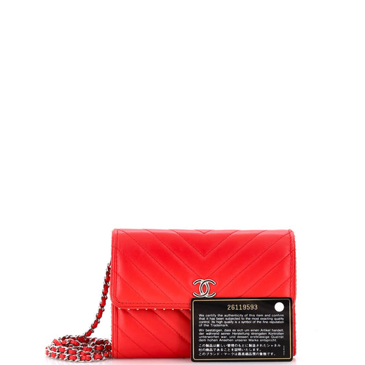 Wallet on Chain Chevron Lambskin with Studded Detail Mini