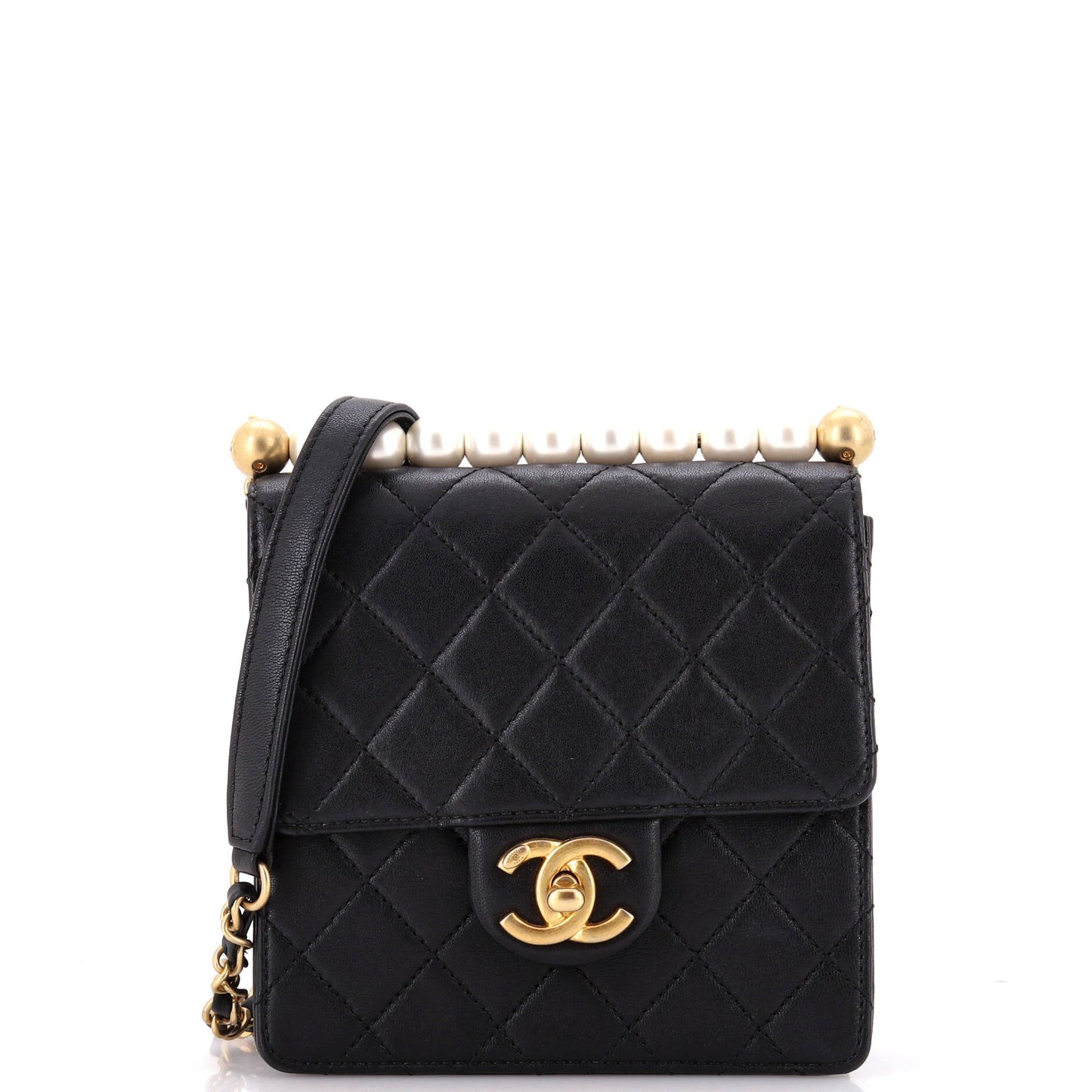 Chic Pearls Flap Bag Quilted Lambskin Mini