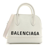 Balenciaga Grained Calfskin XXS Ville Top Handle Bag White Black