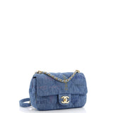 Denim Mood Flap Bag Logo Printed Quilted Denim Small