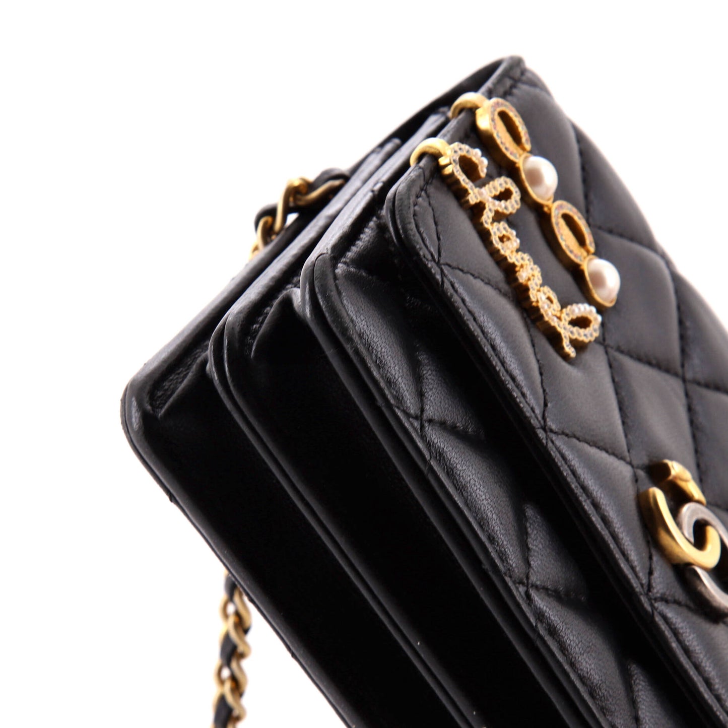 Coco Clips Wallet on Chain Embellished Quilted Lambskin Mini