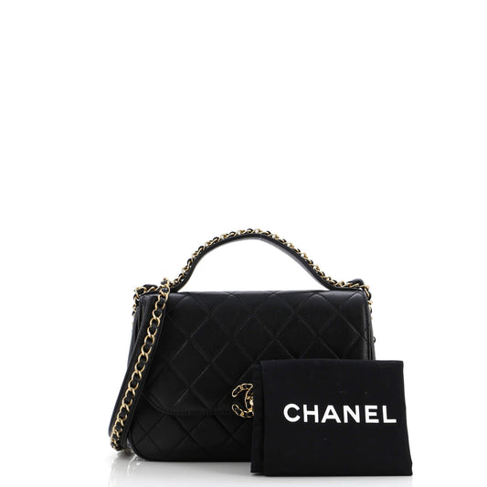 Chain Infinity Top Handle Bag Quilted Lambskin Small