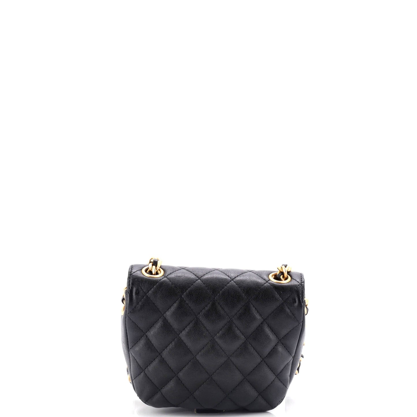 CC Full Flap Saddle Messenger Quilted Calfskin Mini