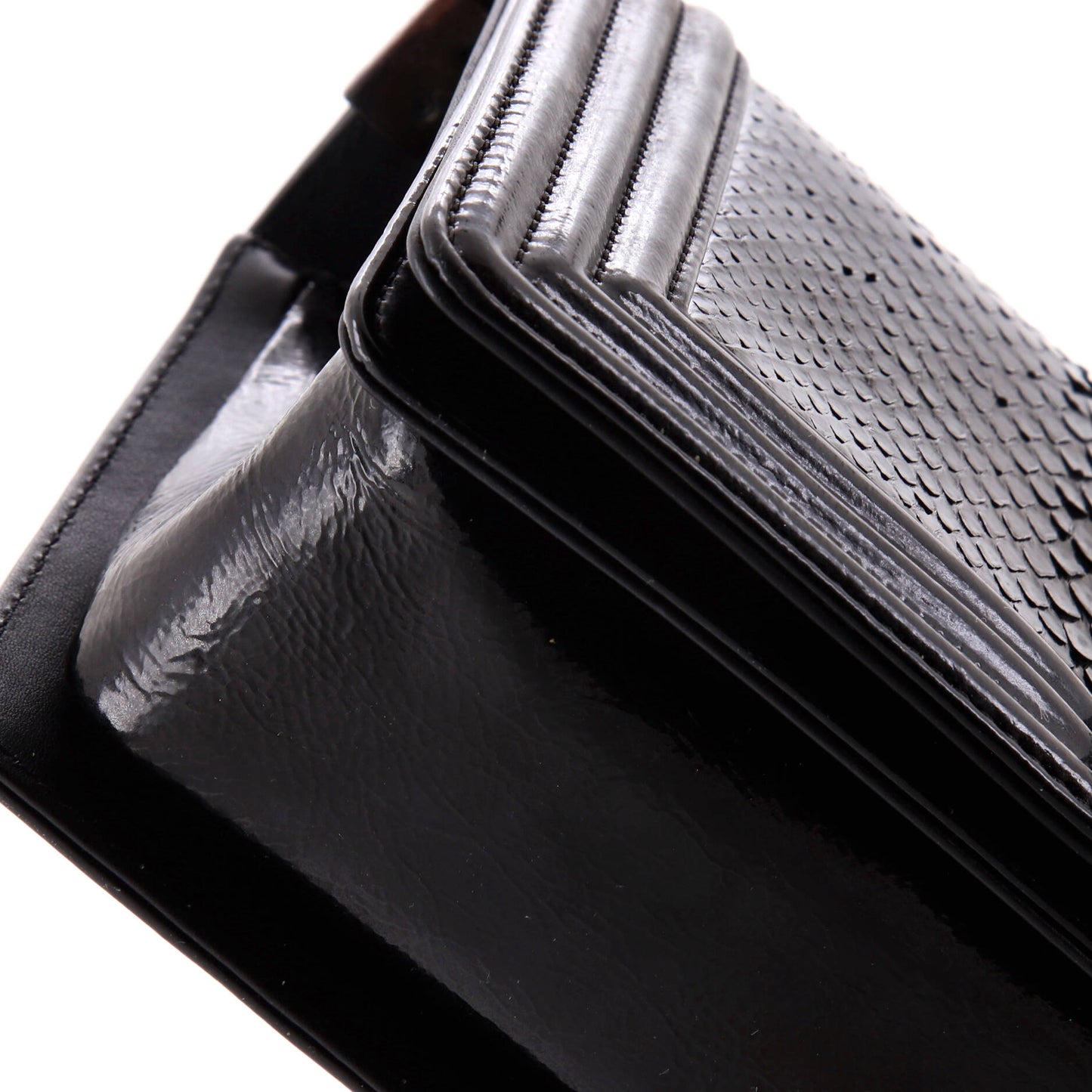 Boy Flap Bag Python and Patent Old Medium
