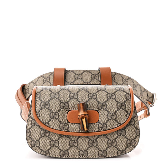 Amelia GG Supreme Monogram Web Bamboo Mini 1947 Belt Bag 85 34  Beige