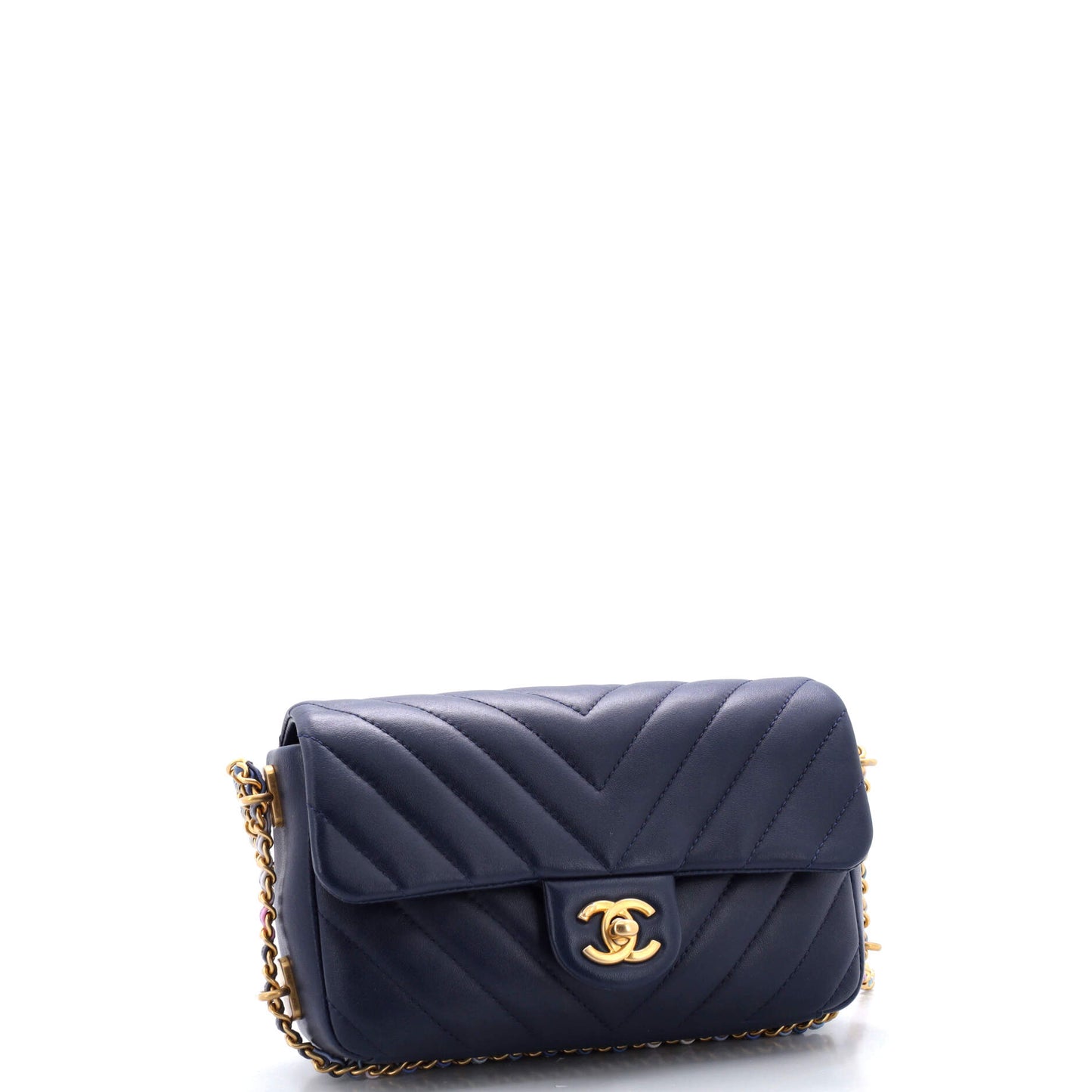Chain Around CC Flap Bag Chevron Lambskin Mini