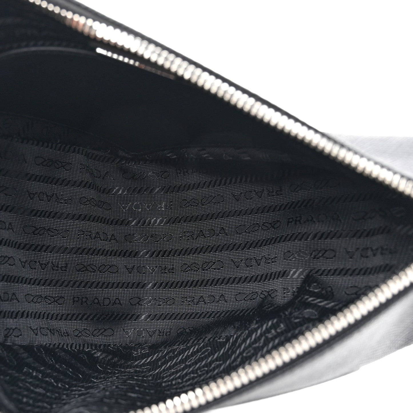 Prada Saffiano Cuir Triangle Logo Embossed Triangle Shoulder Bag Black