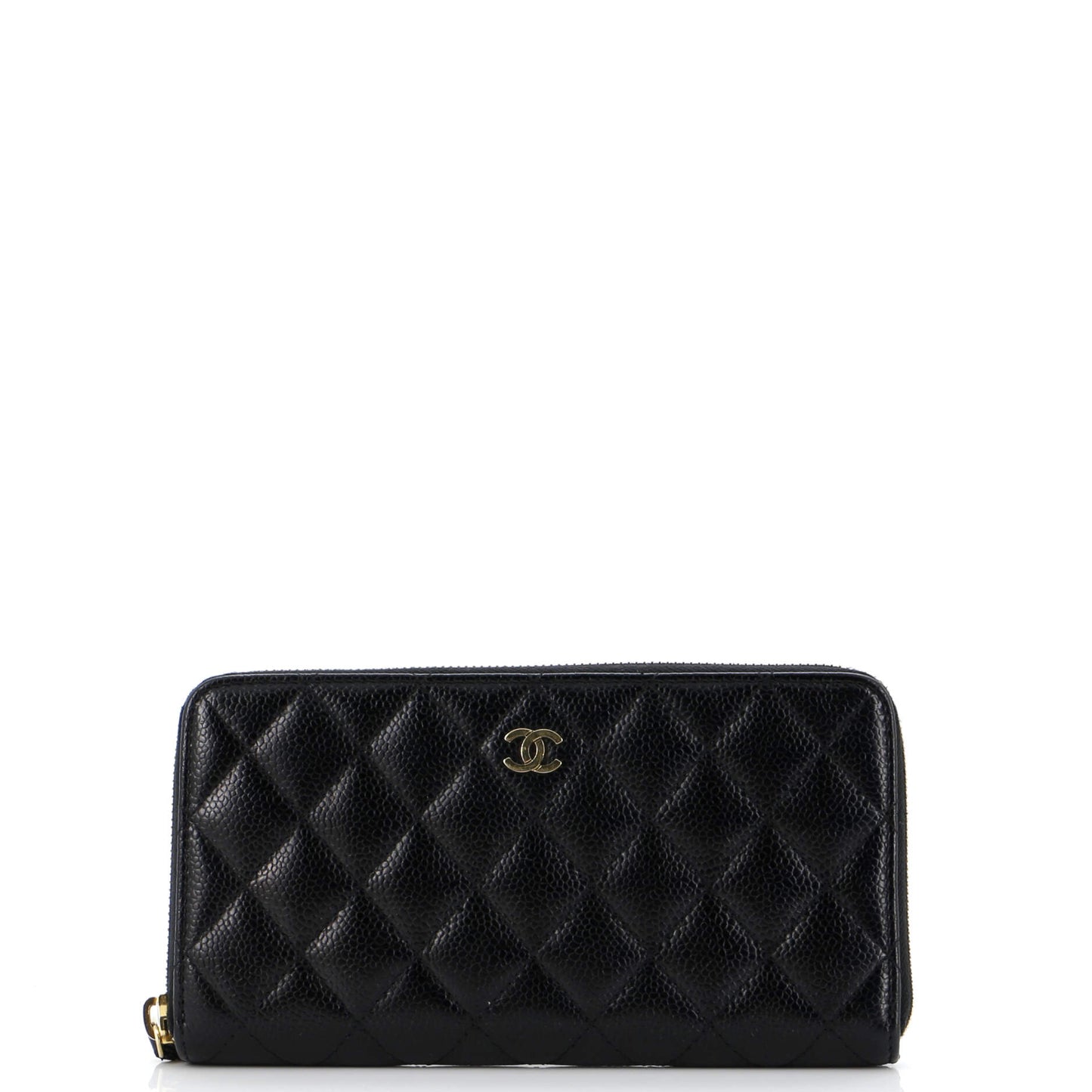Zip Around Wallet Quilted Caviar Long