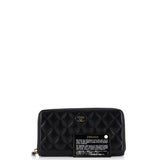 Zip Around Wallet Quilted Caviar Long