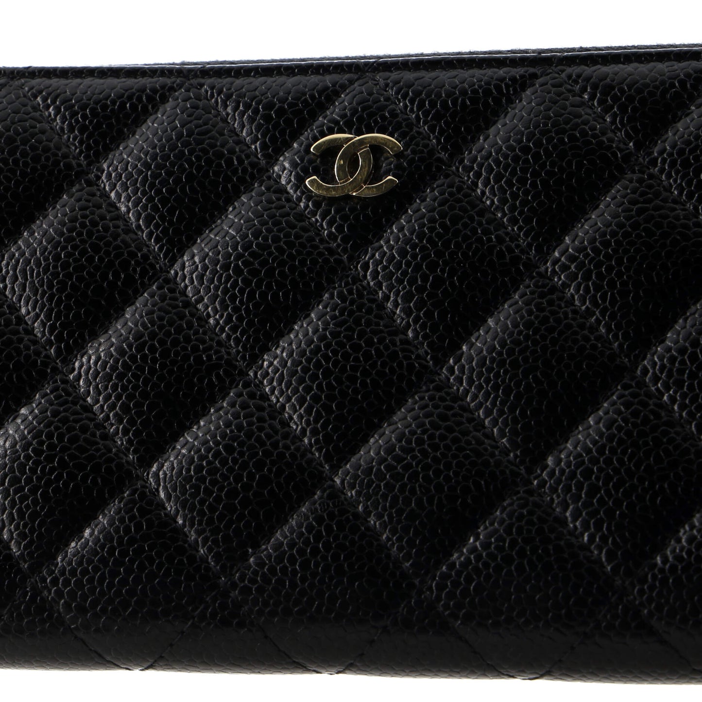 Zip Around Wallet Quilted Caviar Long