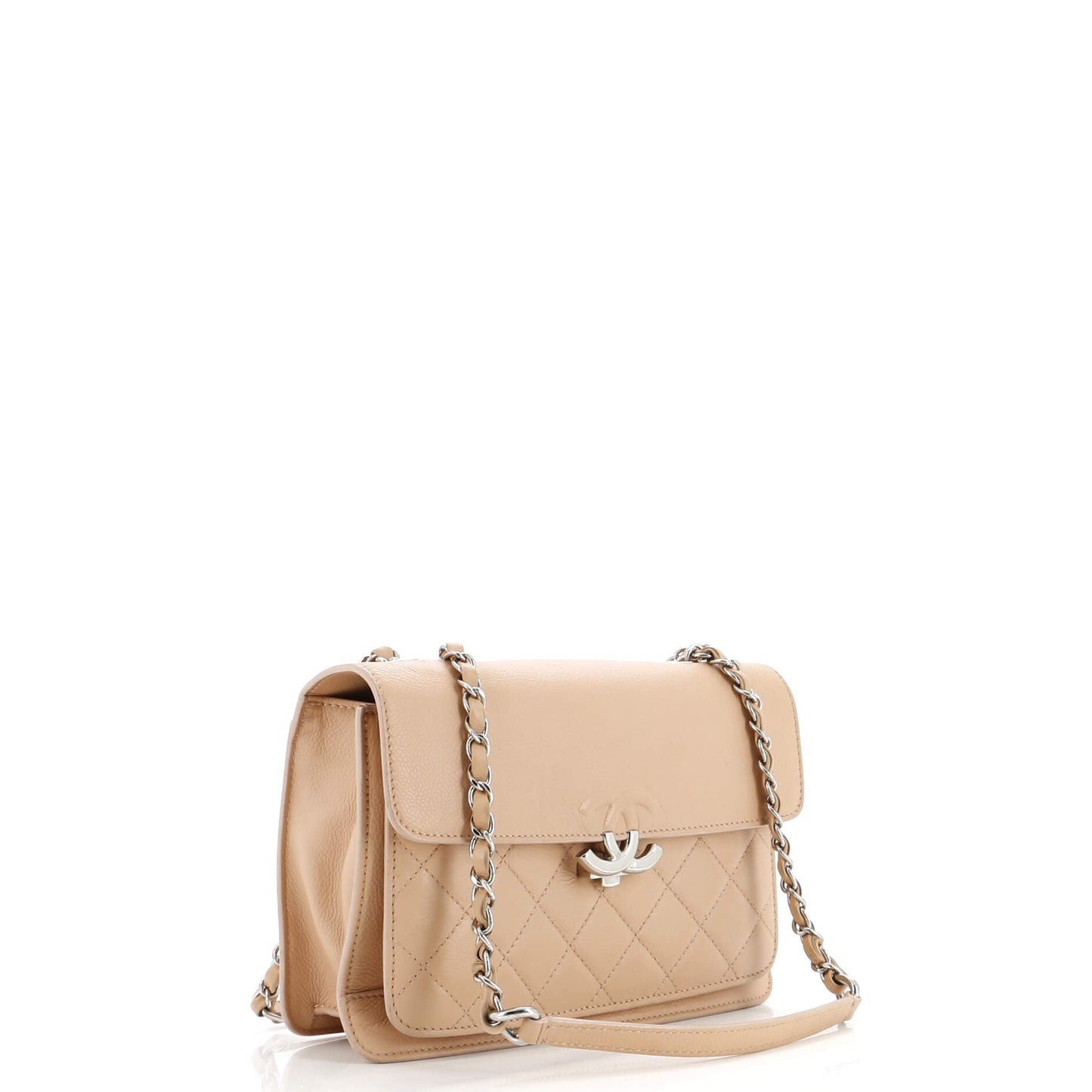 CC Box Flap Bag Quilted Calfskin Small