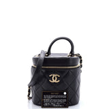 Trendy CC Top Handle Vanity Case Quilted Lambskin Small