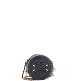 Filigree Round Clutch with Chain Quilted Caviar Mini