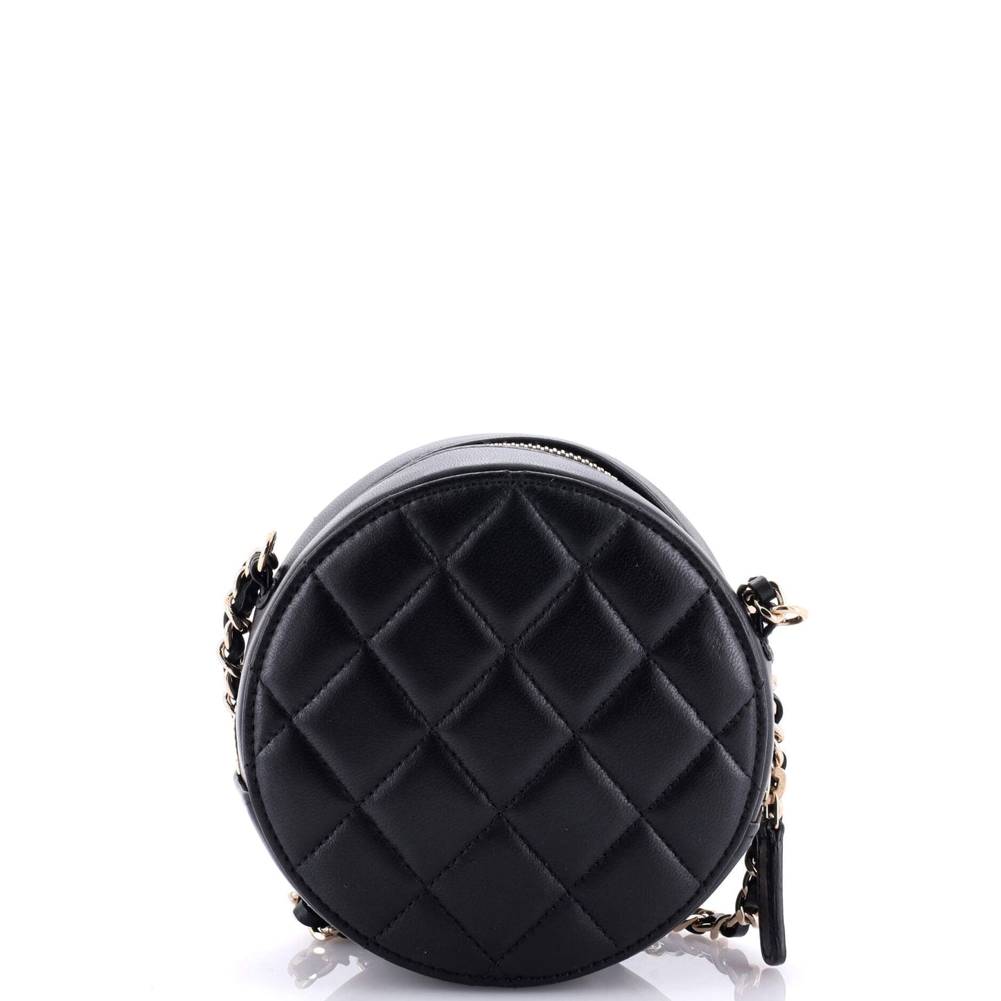 Lucky Charms Round Clutch With Chain Quilted Lambskin Mini
