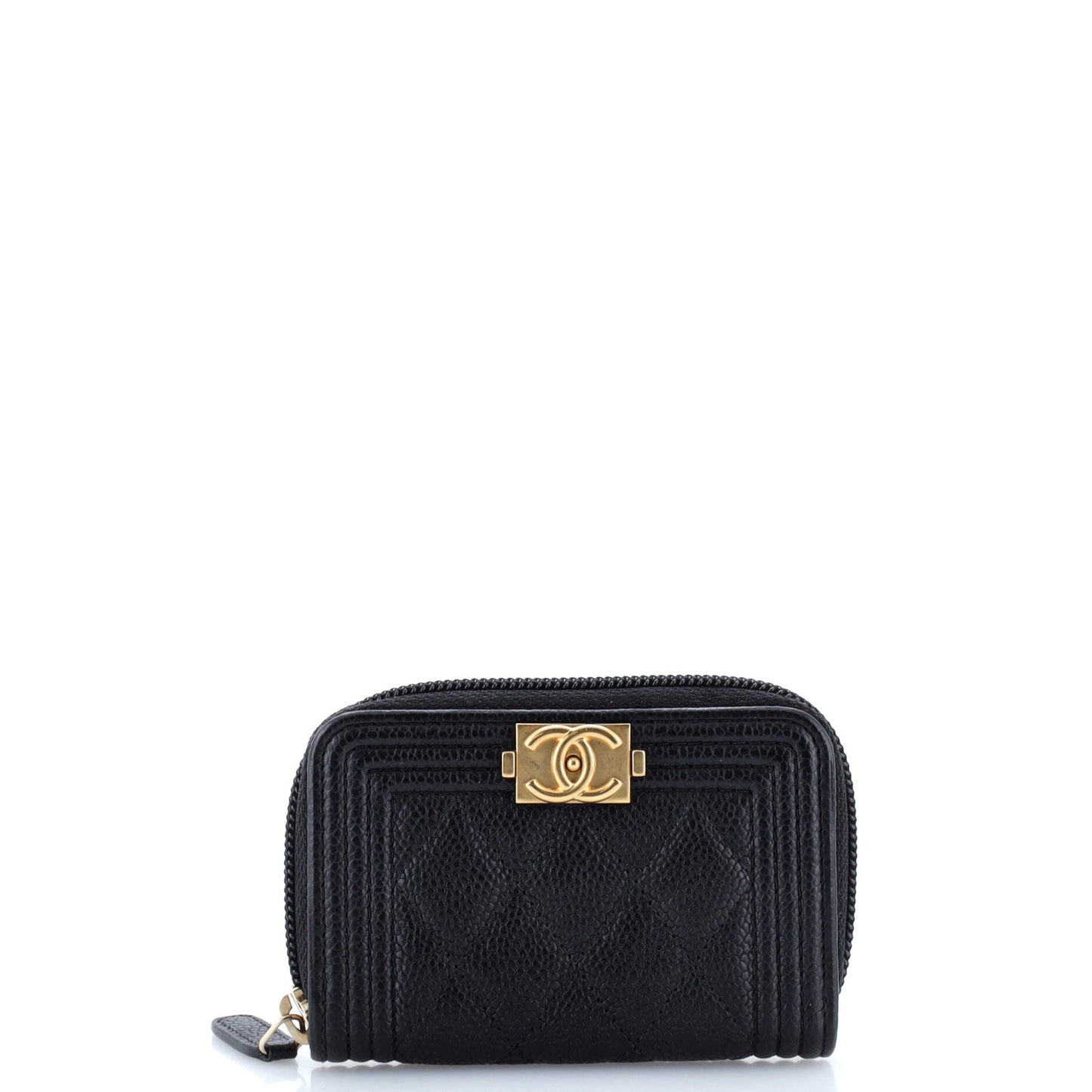 Boy Zip Around Wallet Quilted Caviar Small