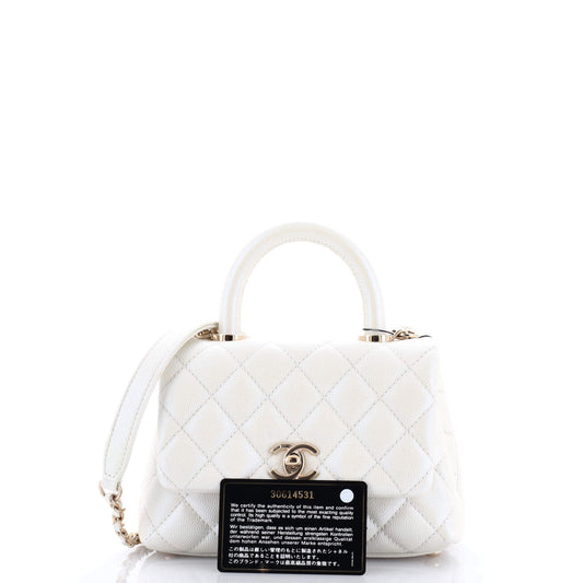 Coco Top Handle Bag Quilted Iridescent Caviar Extra Mini