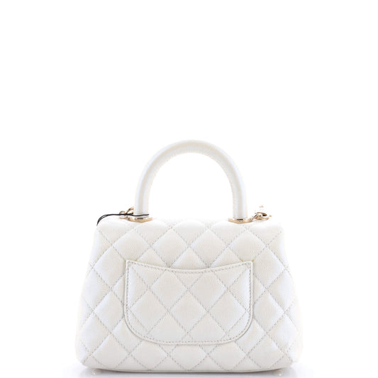 Coco Top Handle Bag Quilted Iridescent Caviar Extra Mini