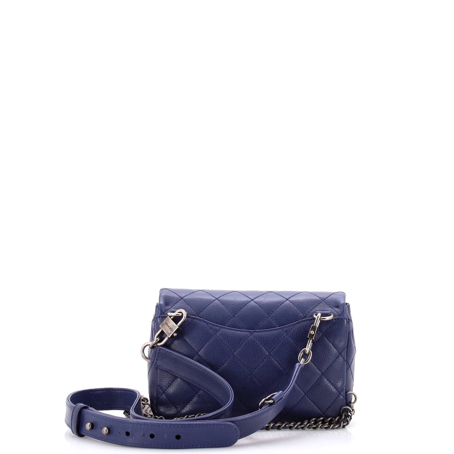 Double Carry Chain Waist Bag Quilted Goatskin Small