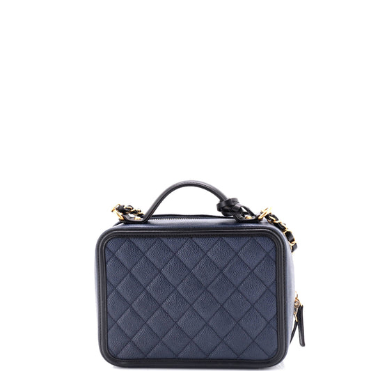 Filigree Vanity Case Quilted Caviar Medium