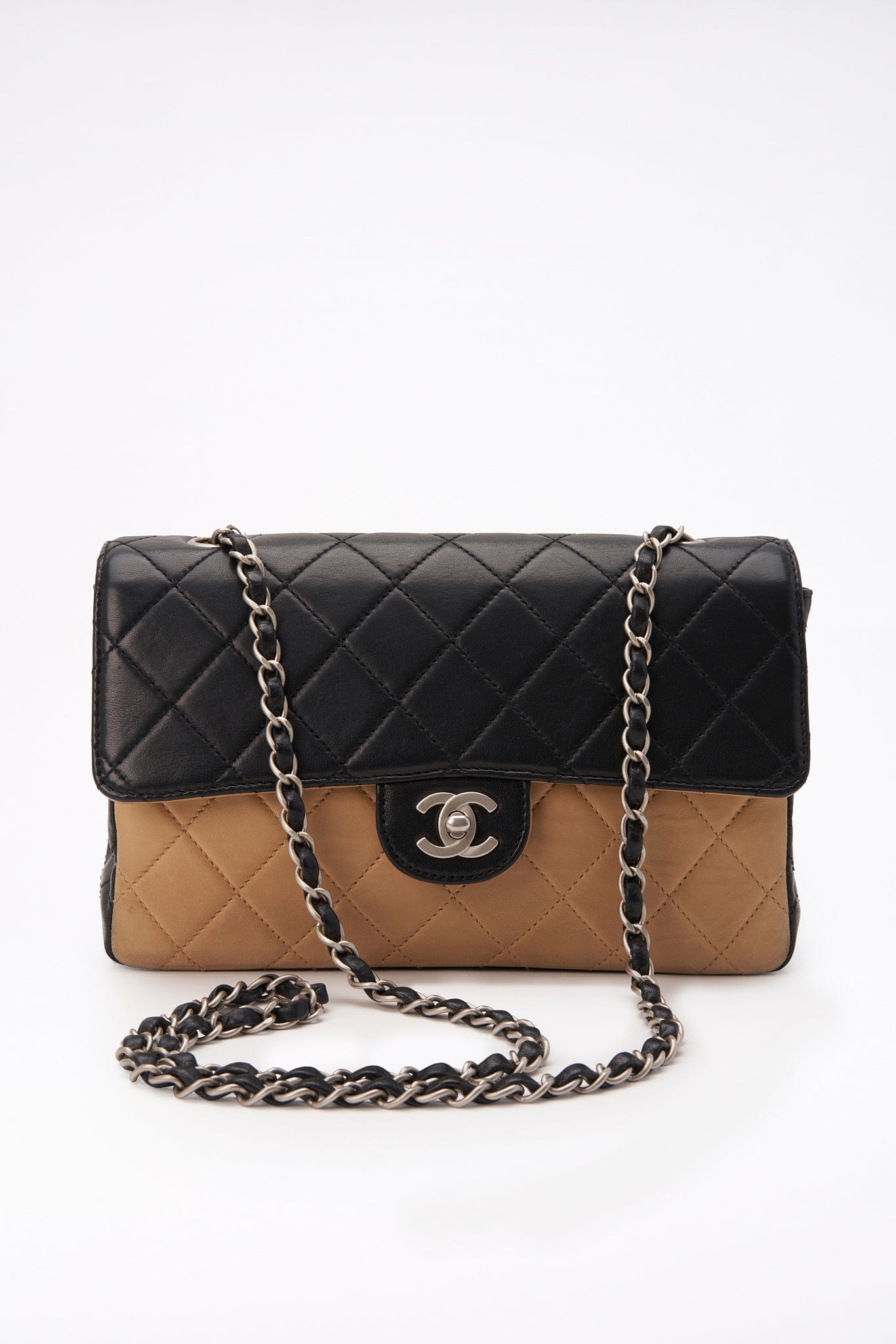 Chanel   Timeless Black And Cream Single Flap Bag