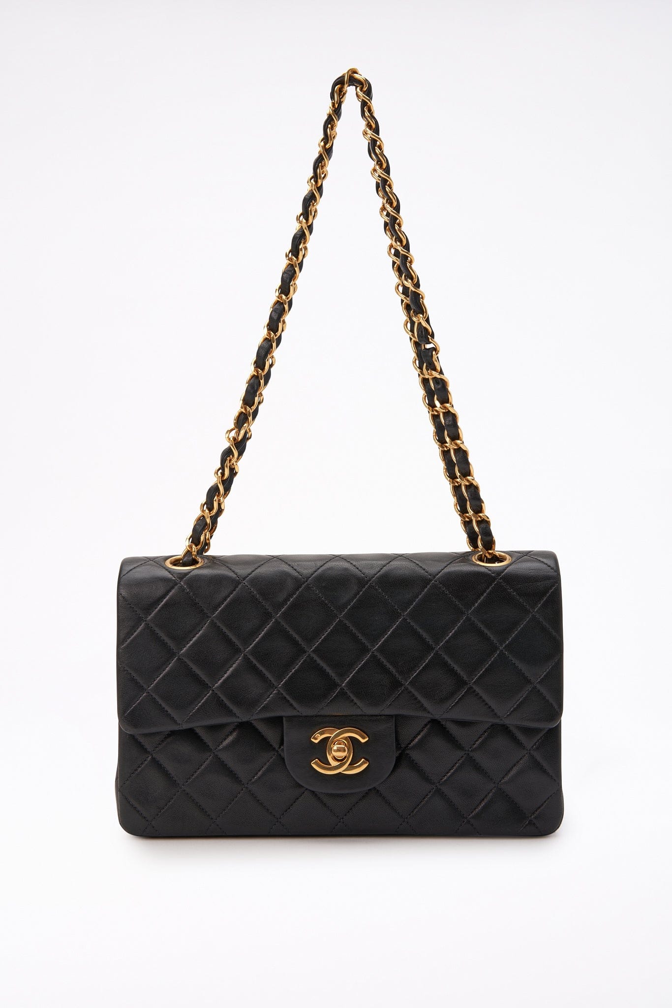 Chanel Classic Double Flap Bag Small Black Lambskin Leather