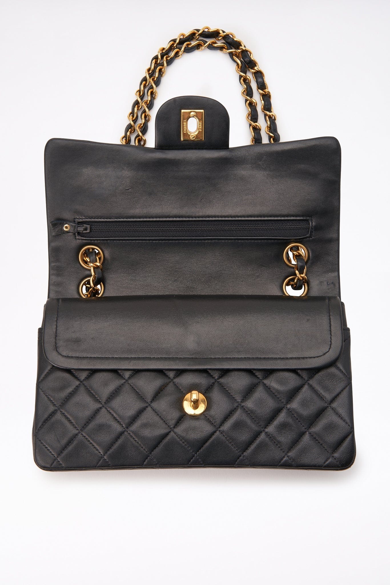 Chanel Classic Double Flap Bag Small Black Lambskin Leather
