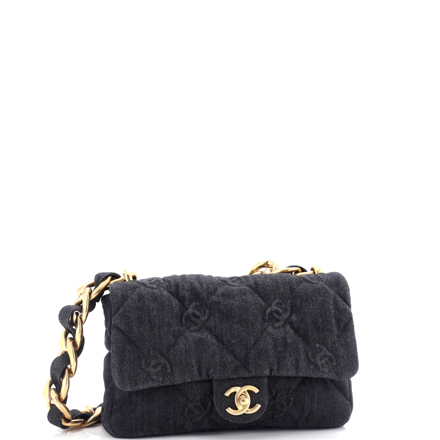 Funky Town Flap Bag CC Embossed Quilted Denim Medium