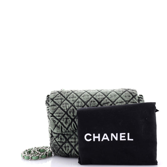Denimpression Flap Bag Quilted Distressed Denim Small