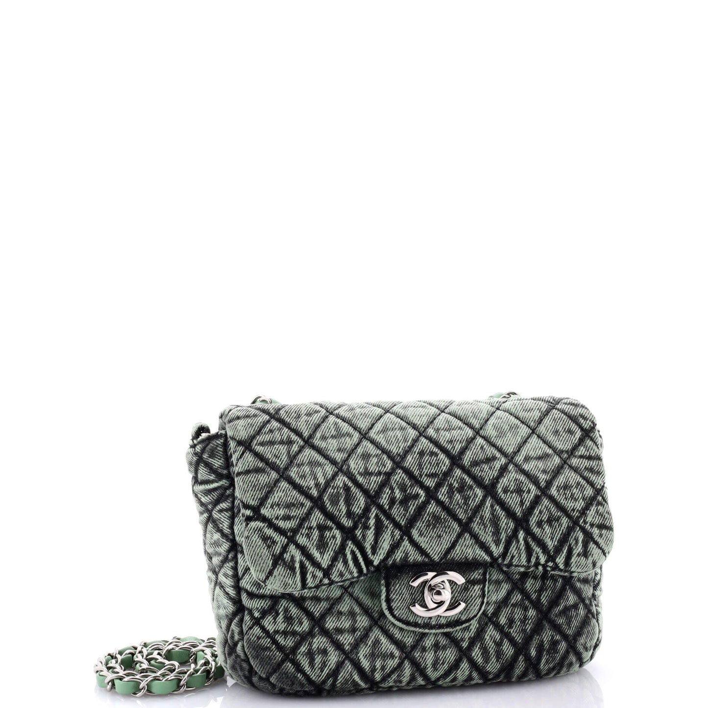 Denimpression Flap Bag Quilted Distressed Denim Small
