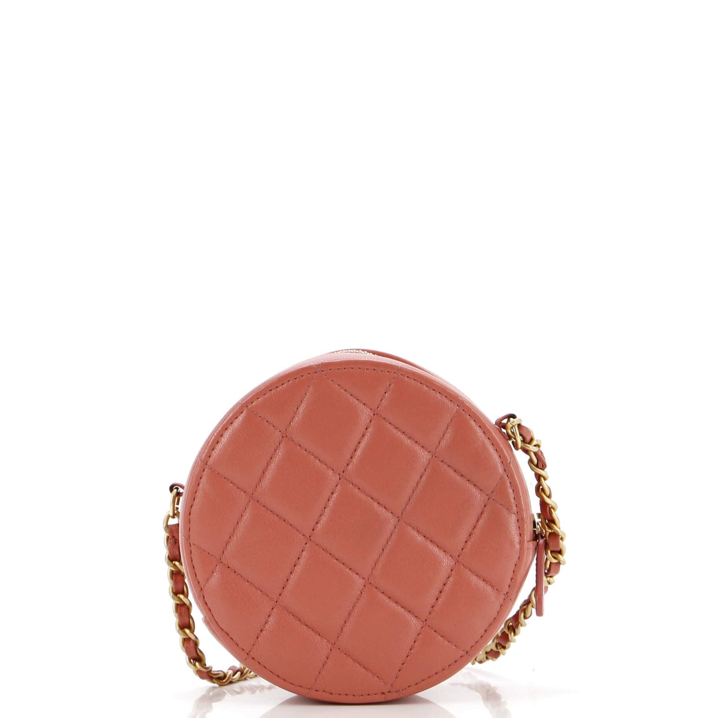Chain Infinity Round Clutch with Chain Quilted Lambskin