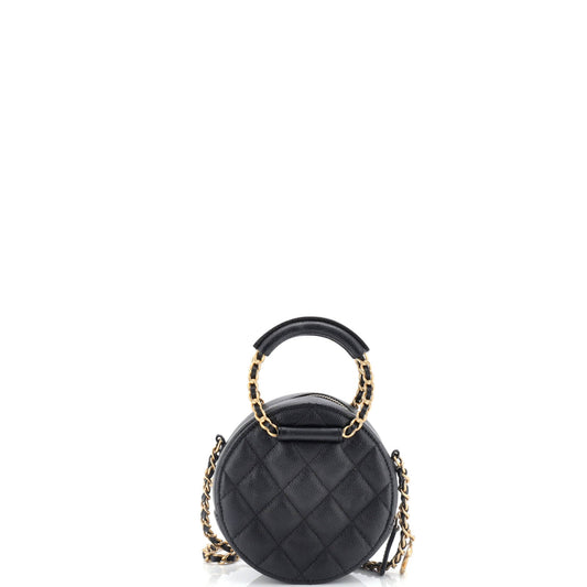 In The Loop Round Clutch with Chain Quilted Caviar Mini